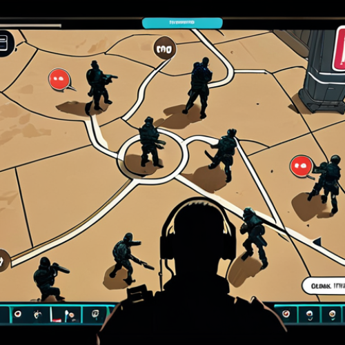 Home 24 **
A top-down perspective of a Valorant match in progress, highlighting team communication and strategic gameplay. Show character silhouettes coordinating on a map, with voice chat bubbles indicating active communication. The scene should evoke a sense of teamwork and tactical awareness.