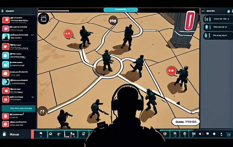 **
A top-down perspective of a Valorant match in progress, highlighting team communication and strategic gameplay. Show character silhouettes coordinating on a map, with voice chat bubbles indicating active communication. The scene should evoke a sense of teamwork and tactical awareness.