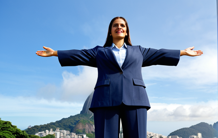 **A professional businesswoman in a modest business suit, standing in front of the iconic Christ the Redeemer statue in Rio de Janeiro, fully clothed, appropriate attire, safe for work, perfect anatomy, natural proportions, professional photography, high quality.** (This prompt combines a professional theme with a famous Brazilian landmark.)