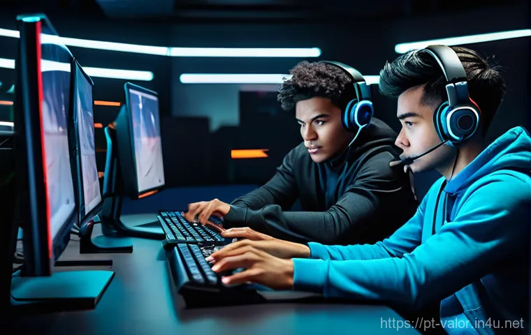 발로란트 새로운 팀 결성 가이드 - **Prompt 1: Strategic Team Huddle** A diverse group of five young adult esports players, includi...