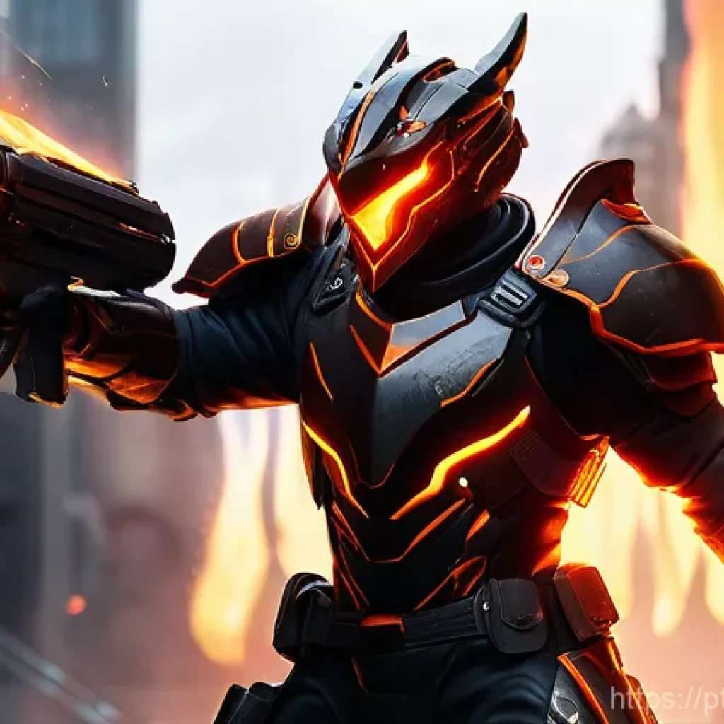 발로란트 스킨의 진화와 변화 - Elderflame Vandal in Action** Prompt: "A high-fidelity, action-shot image of a Valorant agent, mid-...