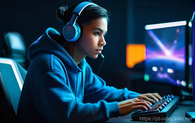 발로란트 실력 향상을 위한 멘탈 관리 - **Prompt:** A focused young adult gamer (gender-neutral, 18-25 years old), dressed in a comfortable,...