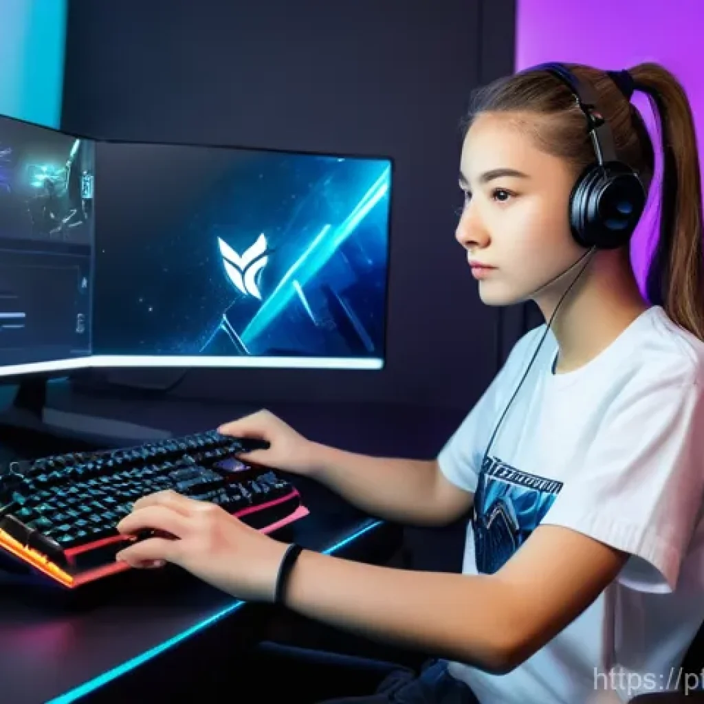 발로란트 스펙 업그레이드 가이드 - **Prompt: Gamer Optimizing Valorant Settings** "A focused young woman, around 20-25 years old, w...