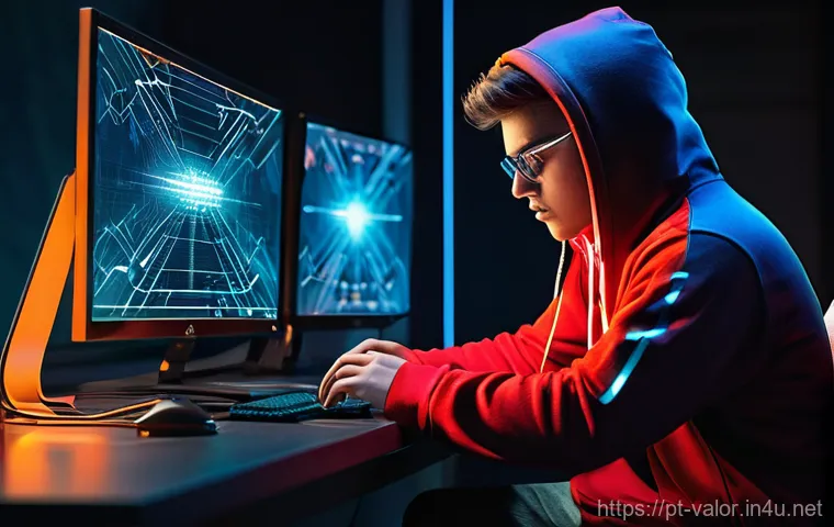 발로란트 타격 판정 오류 해결 - **Prompt 1: The Frustrated Gamer and Network Issues** "A young adult male gamer, wearing a comfo...