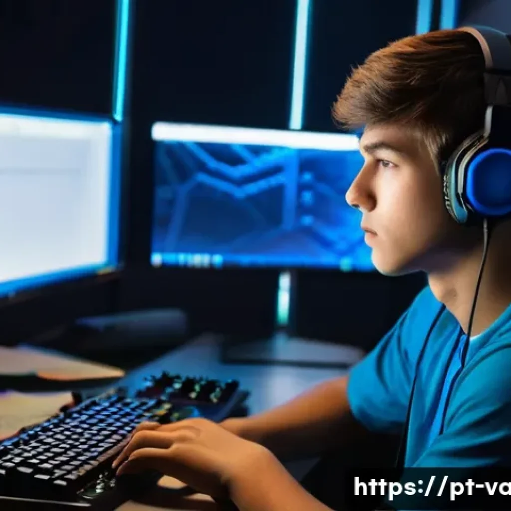 발로란트 경쟁전 매치 리플레이 - **Prompt:** "A focused young male gamer, approximately 16 years old, with short, neat hair, sits at ...