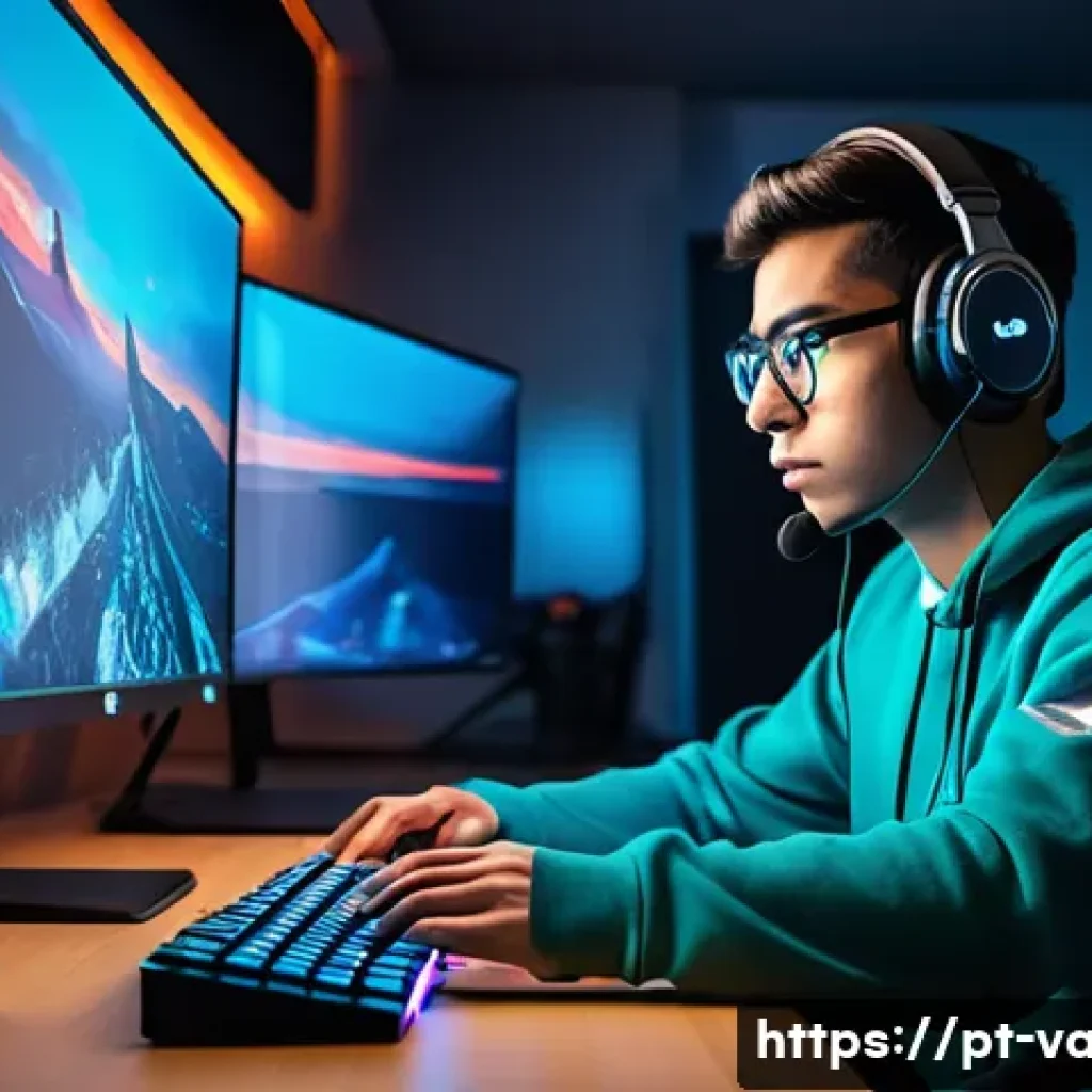 발로란트 비활성화 계정 해제 방법 - A focused scene showing a young adult gamer sitting at a modern gaming desk in a cozy room decorated...