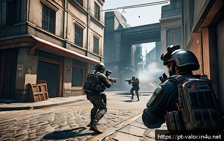 발로란트 개인 포인트 관리법 - A dynamic and intense Valorant gameplay scene showing a skilled agent using strategic positioning ne...