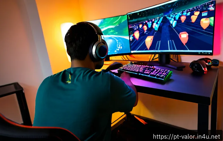 발로란트 전용 장비 설정 가이드 - Photorealistic gaming desk setup for a competitive tactical shooter, ergonomic black mouse, compact ...